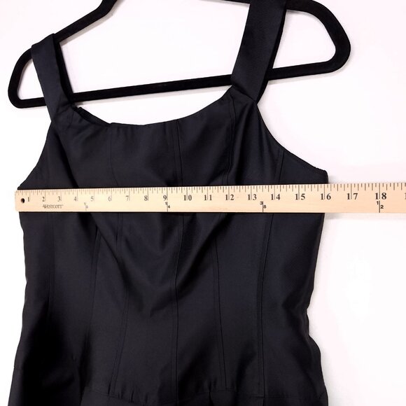 Rickie Freeman Teri Jon Silk Fit Flare Dress Size 10 Black Pleated Sleeveles - Picture 7 of 11